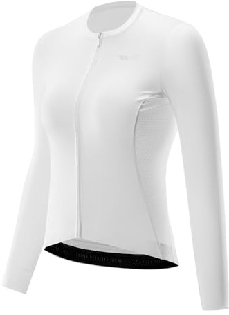 ROCKBROS TVI cykeltröja dam lång ärm, cykelkläder sport toppar racercykel kläder skjortor andas cycling jersey mountainbike kvinnor skjortor snabbtorkande tyg, Vit, XL