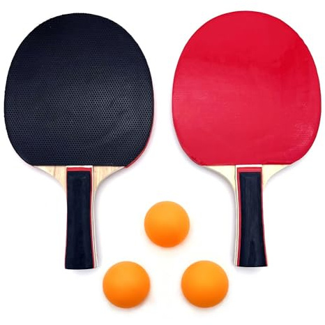JZK Racchetta da ping pong e set di palline per 2 giocatori per principianti, con 2 racchette e 3 palline, borsa per il trasporto, ideale per il divertimento in famiglia