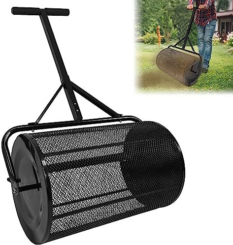 OJKJGY Esparcidor de abono para césped y jardín, Mango Largo, turba, Musgo, césped, Fertilizante, esparcidor de abono para jardín, Cesta de Malla metálica, Semillas, 001,40 × 60 cm