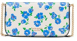 kate spade new york Women's Devin Colorblocked Saffiano Leather Flap Chain Wallet, Springtime Blooms Cream Multi, One Size