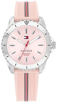 Tommy Hilfiger Orologio con Movimento al Quarzo a Tre Lancette per i Giovani con Cinturino in Silicone Rosa Chiaro - 1720052, Pink