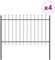 vidaXL Langlebige Metallzaunplatten Grau 170X3.5Cm Set von 4 | Wetterfest Rostfrei Pulverbeschichtet Einfach zu installieren für Garten und Hof Deko