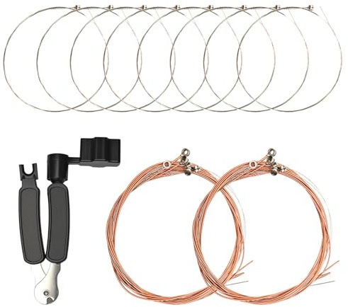 20 Piezas Cuerdas Guitarra Acústica con 1 herramienta todo en uno para encordar guitarras, cuerdas de repuesto para guitarra eléctrica acústica clásica