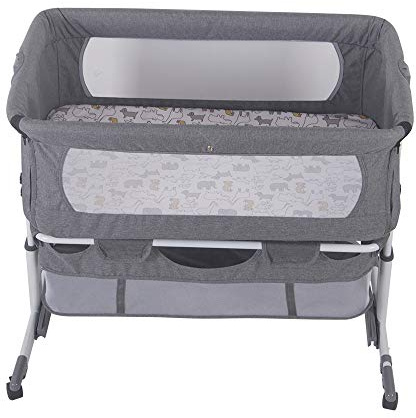 3 in 1 Babybett 5 Fach Höhenverstellung und Neigungsverstellung mit Bremse Stubenwagen Beistellbett Baby, Tragbares Kinderbett für Zuhause und Unterwegs92 x 58 x 70–90 cm (Cremeweiß)