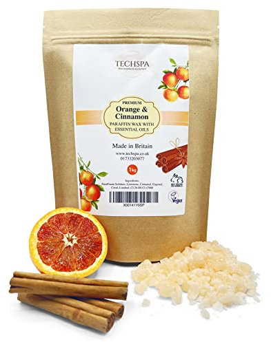Orange and Cinammon Paraffin Wax (1 kilogram - 1000 grams) Made in UK by Techspa