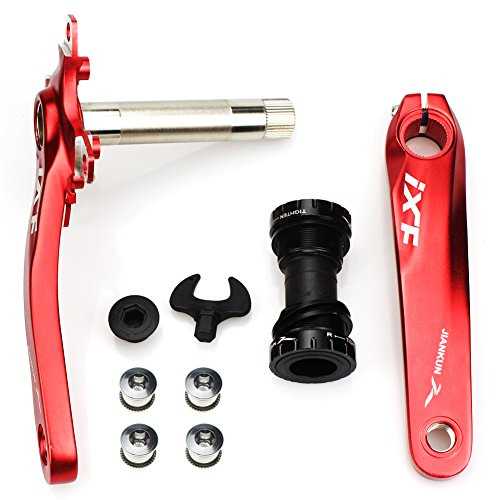 FOMTOR Bicycle Crank Arm Set 104 BCD Road Mountain Bike Crankset with Bottom Bracket and Chainring bolts 170mm Crank Arm (Red)