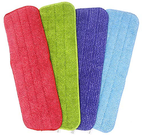4 Pack Spray Mop Heads Replacement Mop Pads Reveal Mop Cleaning Pad ,Fit for All Spray Mops & Reveal Mops Washable 16.5*5.11 Inches. (Colors)