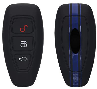 kwmobile Custodia Coprichiave Compatibile con Ford con 3 tasti Keyless Go Cover - Copritelecomando Chiave Auto - Copri Chiavi Macchina Strisce Rally