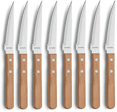 Amefa Pizza Bois - 8 couteaux steak Bois