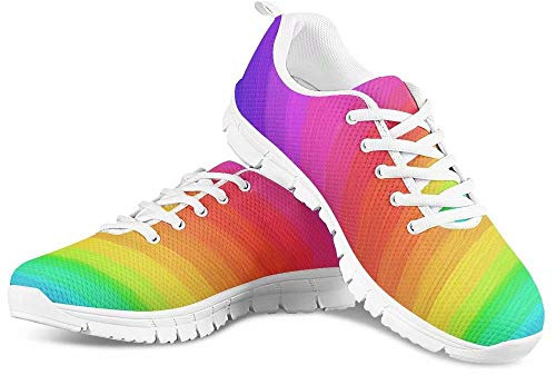 chaqlin Rainbow Colors Print Baskets Femmes Hommes Sneakers Casual Sport Chaussures de Course Mesh Léger Randonnée Tennis Sneaker 42 EU