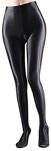winying Collant da Donna, alla Moda, Lucido, per Balletto, Yoga, Allenamento, Fitness, Allenamento, Nero, L