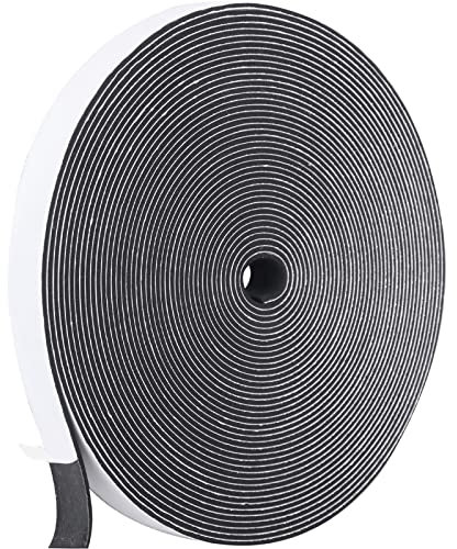KAPOOSY Weather Stripping Door Seal, 1/2 Inch W X 1/16 Inch T Adhesive Foam Tape, Window Door Draught Excluder Air Conditioner Gasket Foam Tape, Total Length 33 Feet (1 Roll)
