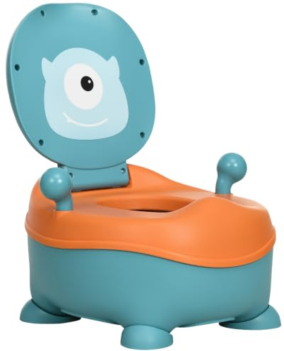 ZONEKIZ Orinal para Bebé 6-36 Meses Portátil 40 kg 35,6x35,7x22,2 cm Azul | Orinal Infantil, en Forma de Alien, con Tapa, Estructura Antideslizante, Inodoro de Aprendizaje