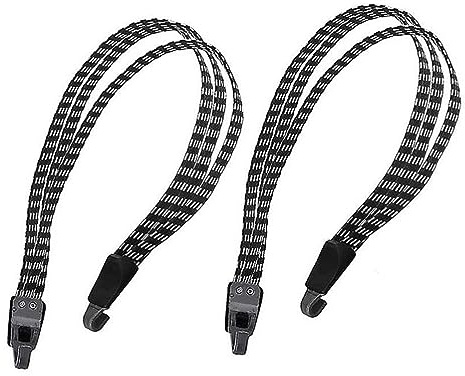 2er Set 65cm Fahrrad Gepäckspanner | Spanngurt Gepäckträger | Fahrradträger Spanngummi | Gepäckgummi mit 2 Haken | Gepäckspanner schwarz-weß - Expander | Spannseil Fahrradgurt zur Ladungssicherung