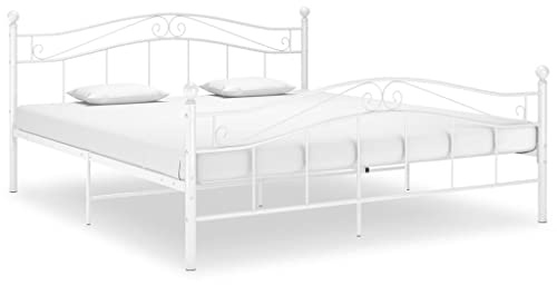ZQQLVOO Letto per famiglia, letto a pallet, bianco e metallo, 180 x 200 cm, adatto per camere familiari