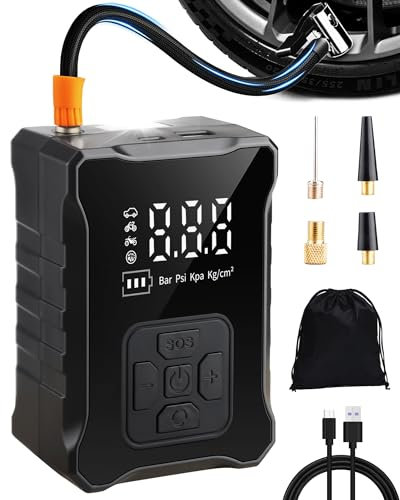 Elektrische Luftpumpe, 150PSI Fahrradpumpe Tragbare Mini Luftkompressor 4000mAh Akku Kompressor Pump für Auto, Motorrad, Fahrrad, Bälle und Schwimmringe