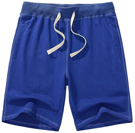 AMY COULEE Mens Casual Classic Cotton Sweat Shorts (Royal Blue, XL)