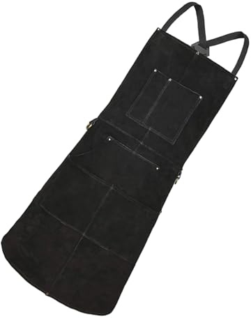 Grembiule da saldatura a lunga durata, progettato per professionisti, resistente al calore e alle fiamme, con tasche multiple per riporre gli attrezzi, grembiule in pelle resistente