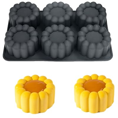 HanQZen 3D jordgubbe & hallon silikon bakformar set – flexibla dessertformar för moussetårta, brownies, gelé, glass och godis (fruktmönster) ((rund blomma) (svart))