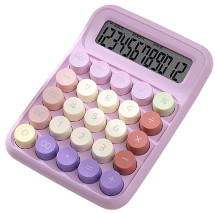 Calculadora mecánica de escritorio con pantalla LCD grande de 12 dígitos y botones mecánicos grandes para calculadora de presupuesto de oficina y escuela