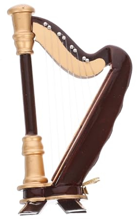 FIXOSHEE Mini Harpe en Bois 9 Cm pour Décoration Intérieure avec Boîte de Rangement en Bois, Modèle Miniature D'instrument de Musique, Ornement de Table pour Garçon et Filles