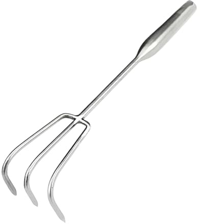 F Fityle Rastrillo de Mano para Jardín, Rastrillo de Garra, Manual de Acero Inoxidable, Herramienta Robusta para Aflojar, Herramienta de Excavación P, Tres Dientes