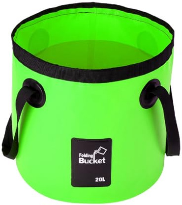 Collapsible Bucket 12L/20L Large Capacity, Folding Camping Water Bucket with Reinforced Handles, Leakproof Portable Wash Basin for Hiking, Fishing, Gardening & Car Washing (Green, 20, litres)