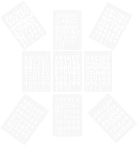 GOOHOCHY 9 Pièces Pochoir Lettres et Chiffres, Gabarit de Dessin et Journaling, Blanc, Plastique, Découpes de Haute Précision, Compact, pour Artistes Confirmés et Débutants, Voyage
