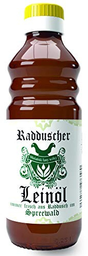 Original Radduscher Leinöl aus dem Spreewald Dorf Raddusch kaltgepresst, ungefiltert 100% naturrein und naturbelassen Leinsamenöl Omega 3 vegan reines Naturprodukt aus dem Spreewald (250 ml)