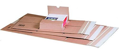 KK Verpackungen® Höhenvariable Versandverpackung für Büchersendungen | 20 Stück, DIN A4, 305x230x100mm | Buchverpackung, mittige Aufnahme mit Selbstklebeverschluss & Aufreißfaden