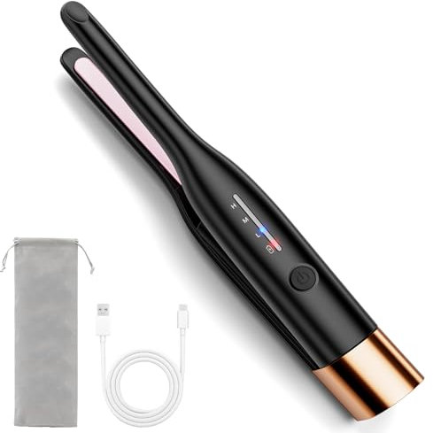 SZYHD Fer à Lisser Sans Fil 2 en 1 - Mini Fer en Céramique pour Lisser et Boucler les Cheveux - Pour Tous Types, Cheveux Courts, Frange et Barbe Masculine