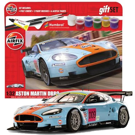 Airfix Hanging Model Car Kits - Aston Martin DBR9 Model Building Set, 1:32 Scale Model Vehicle Kit for Adults & Kids 8+ - Car Models Racing Gifts for Men to Build, Skill Lvl. 2