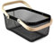 MACOIOR Portable Garden Basket-Mesh Design Natural Bamboo Handle Wire Storage Baskets,Mesh Basket with Handle Organize Items Reduce Space Occupation,Suitable for Kitchen,Garden,Picnic(Black)