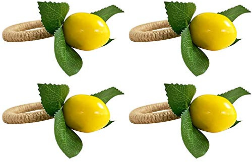 Uinfhyknd 4 unidades de simulación de limones servilletas anillo hebilla hotel modelo servilletas anillo servilletas hebilla accesorios fiesta