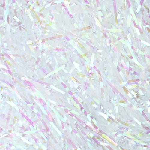 Glitter Shredded Tissue Paper for Gift Boxes, 100g Gift Filler Paper for Basket Filler, Packaging Filler, Party Supplies Accessories Decoration (Iridescent)