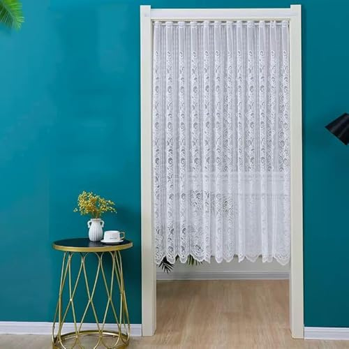 Daliena Embroidered Net Curtain Made of Lace Short Curtain Modern Style Bistro Curtain Can Be Shortened in Width Eye-catching Kitchen White (W x H 90 x 45 cm) 1 Piece