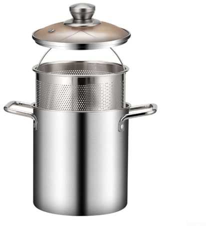 ZAMETTER Pentola in acciaio , friggitrice multiuso per uso domestico con set di filtri per le tue patatine preferite, verdure, carne