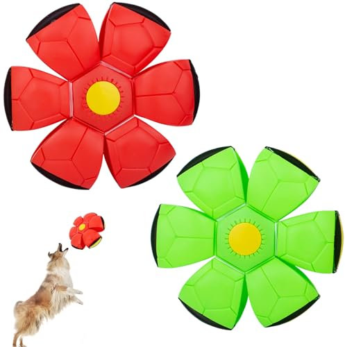 OOXYG Disco volador para perro, paquete de 2 juguetes para mascotas, bola de platillo volador para perro, juguete interactivo para perros medianos y grandes, bola de disco para perros, 3 dientes