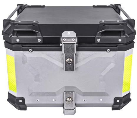 ZHSYMX 55L Motorcycle Top Case, Aluminum/RV/Yacht/Motorcycle Rear Top Box and Tail Box for Luggage/Helmet/Tools storage Waterproof Silver