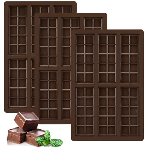 Farerkass 3 Pezzi Stampi in Silicone per Cioccolato, Stampi per Cioccolatini, Stampo per Cioccolato in Silicone per 6 Tavolette di Cioccolato Fai da Te, Fatti in Casa Praline, Caramelle, Cioccolato