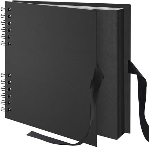 Remowith 20.5 x 20.5 cm 40 Pages DIY Scrapbook Photo Album Hardcover Kraft Blank Page Memory Book for Wedding Anniversary Family Baby Black