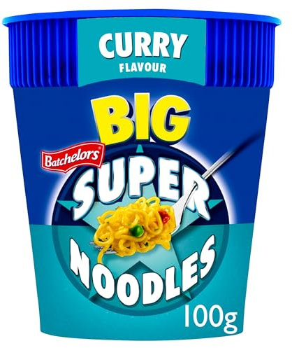 Batchelors Big Super Noodles Curry Flavour Instant Snack Pot, 100 g (Pack of 6)