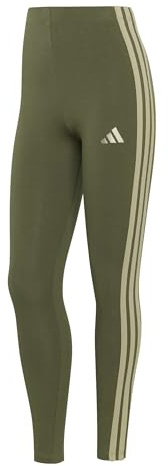 adidas Women's Essentials 3-Stripes Cotton Leggings, Olive strata/Wonder Cargo, L
