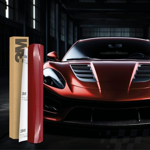 3M 2080 Car Wrapping Film 30 x 152 cm autoadhesivo para coche, moto, barco, protector de pintura 3D con canales de aire para laminar (G203 G203 Gloss Red Metallic)