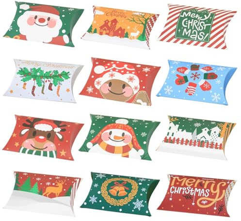 GXGM 36 cajas para confeti navideño (12 x 7,5 cm), decoraciones festivas para bombones, juego de cajas de cartón para regalos navideños, caramelos, joyas pequeñas.