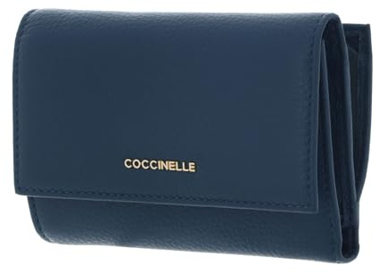 Coccinelle Cuir Porte-Monnaie Metallic Soft Wallet Grainy Leather Deep Blue Bleu