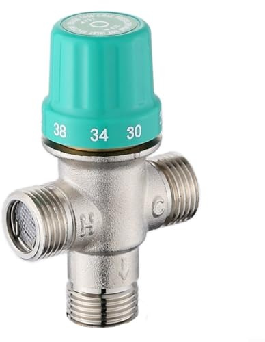 Valvola miscelatrice termostatica in rame con attacco da 1/2, filtro integrato e funzione di arresto dell'acqua per un controllo preciso della temperatura calda e fredda 20-65 °C in cucina domestica