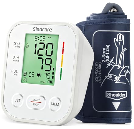 Sinocare Tensiómetro Brazo Auto 22-42cm Arritmia 4 Colores 2x99 Blanco