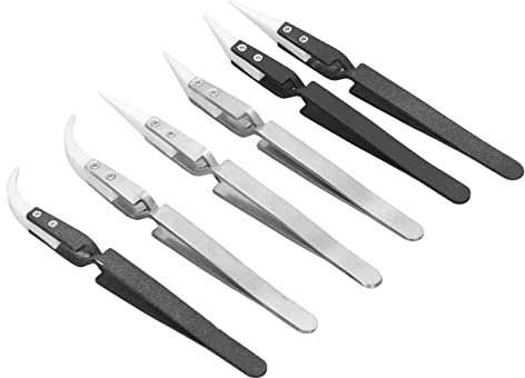 Spacnana Spacnana Pincettes à Souder Antimagnétiques, Ensemble en Céramique et en Acier Inoxydable avec Conception Inversée et Résistance à Haute Température pour la Réparation de Bijoux et de