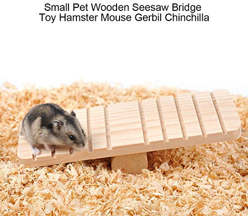 Cosiki Juguete de Puente de Balancín de Madera Natural para Mascotas Pequeñas para Hámster Ratón Chinchilla Gerbil, Juguete Interactivo para la Salud, 7,5x2,8x1,6 Pulgadas